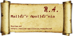 Mallár Apollónia névjegykártya